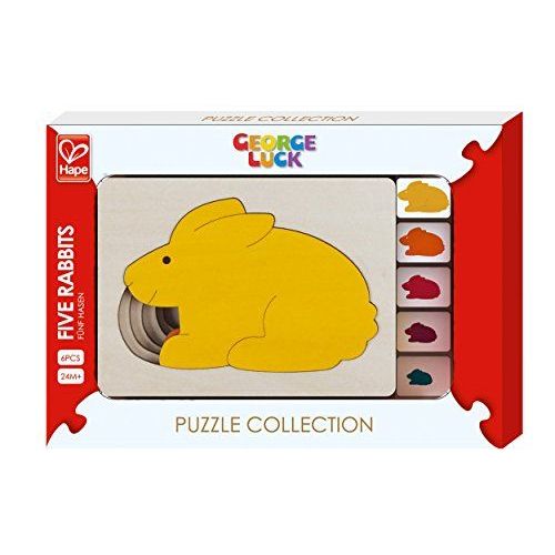 Hape - E6515 - George Luck - Puzzle - Cinq Lapins En Un - 6 Pièces