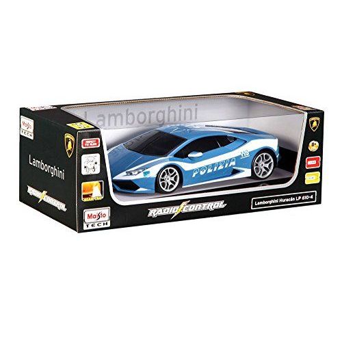 Maisto - 2049697 - Voiture Miniature Radiocommandé - Lamborghini Huracan Lp 610-4 Polizei - Bleu - Echelle 1/14