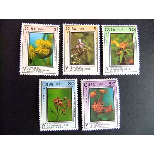 Cuba 1990 Flores 5º Congreso Latino - Americano De Botánica Yvert 3035 / 3039 ** Mnh