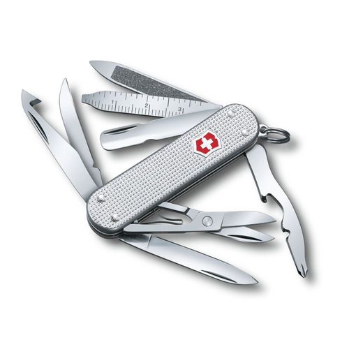 Victorinox Mini Champ Argent Alox - Couteau Suisse De Poche 58 Mm 14 Fonctions