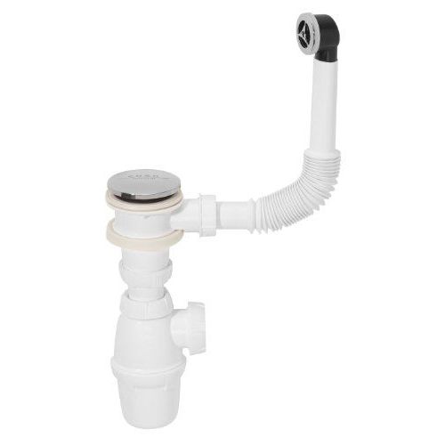 Wirquin SP50199 Quick-clac Bonde chrome avec trop-plein + Siphon + Clapet