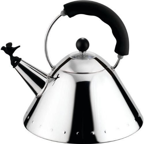 A Di Alessi 9093 B Bouilloire Avec Poignée Et Sifflet Oisillon En Pa - Noir