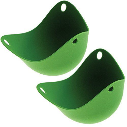 Moule À  Poachpod Pocheuse À  Oeufs En Silicone, Silicone, Vert, 12  X 6  X 1  Cm, Lot De 2