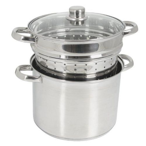 Crealys 504626 Cuit Pâtes 8 L + Couvercle Verre Diamètre : 24 Cm