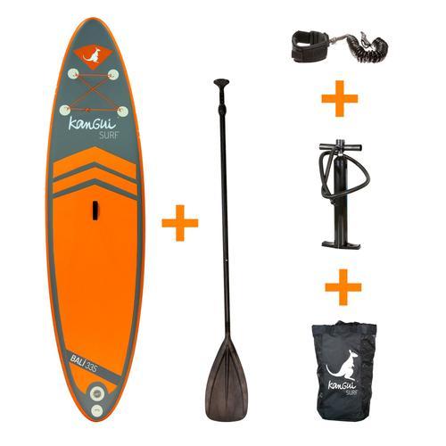 Kangui - Stand Up Paddle 335cm Sup Gonflable + Pagaie + Sac À Dos + Pompe Haute Pression + Leash + Kit De Réparation- Bali