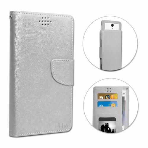 PH26® Etui housse folio pour LG Optimus L7 P700 format portefeuille en éco-cuir bleu avec double clapet intérieur porte cartes fermeture magnétique et surpiqures apparentes 