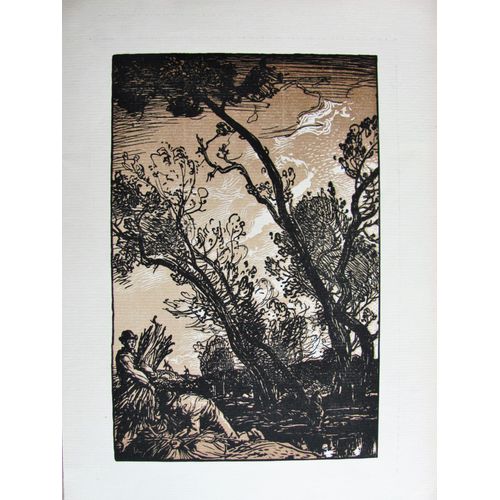 Auguste Lepère: "Fin De Journée" - Bois Gravé, Camaïeu