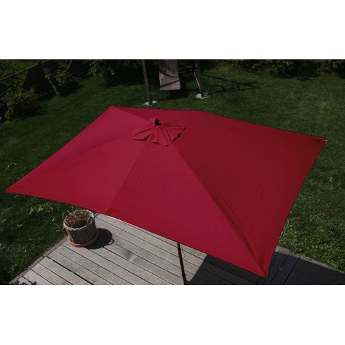 Parasol En Bois, Parasol De Jardin Florida, Parasol De Marché, Rectangulaire 2x3m   Bordeaux