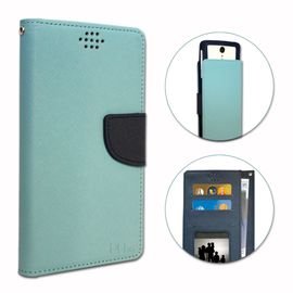 Nokia Lumia 530 Etui Housse Folio Bleu Ciel Façon Cuir Texturé Avec Porte Cartes Et Surpiqûres Apparentes By Ph26®