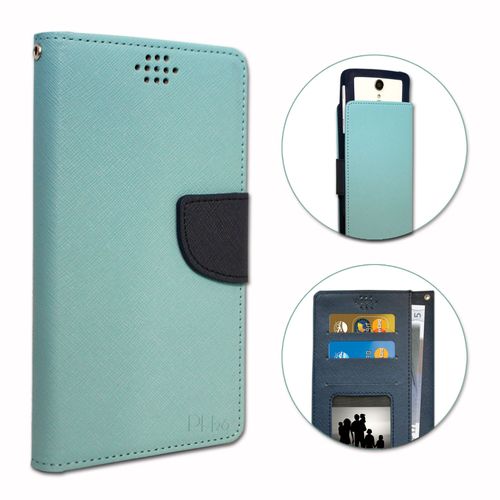 Huawei Ascend Mate 7 Etui Housse Folio Bleu Ciel Façon Cuir Texturé Avec Porte Cartes Et Surpiqûres Apparentes By Ph26®