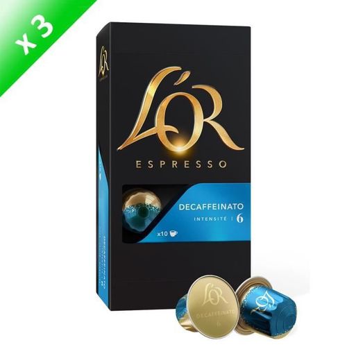 30 Capsules Café Or Espresso Decaffeinato (Intensité 6) Compatibles Systeme Nespresso