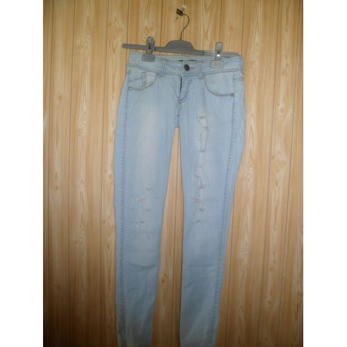 Jean Bershka Coton 36 Bleu Clair
