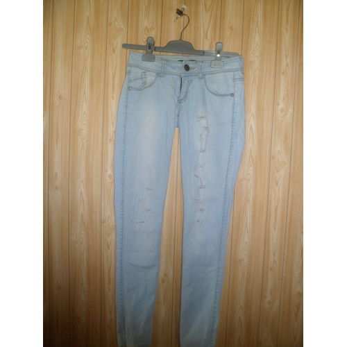 Jean Bershka Coton 36 Bleu Clair