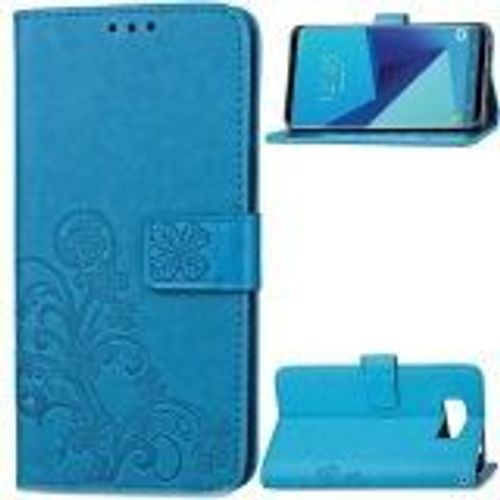 Saturcase Lucky Clover Pu Cuir Magnétique Flip Portefeuille Support Porte-Carte Coque Housse Étui Pour Samsung Galaxy S8 (Bleu)