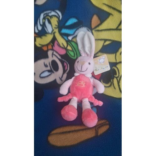 Doudou Lapin Rose Avec Noeuds Broderie Notes De Musique Kimbaloo La Halle