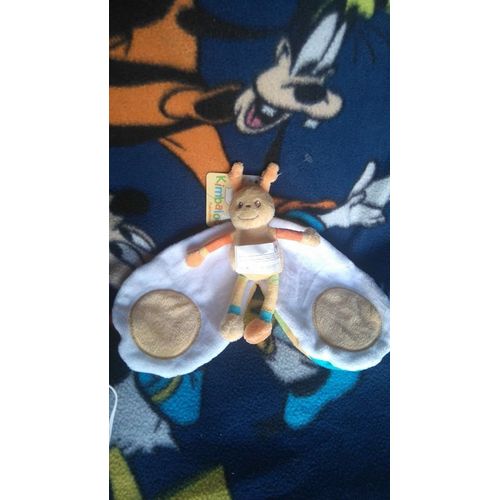 Doudou Kimbaloo Papillon Blanc Orange Jaune Ailes