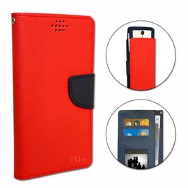 Samsung Galaxy Ace 4 Etui Housse Folio Rouge Façon Cuir Texturé Avec Porte Cartes Et Surpiqûres Apparentes By Ph26®