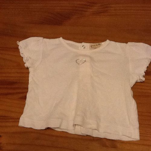 Tee Shirt Blanc Coeur 3 Mois