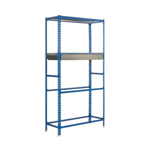 Simon Rack - Etagère 4 niveaux charge 180Kg/plateaux Bleu Zinc - KIT SIMONGARAGE BOX MEGAPLUS 4/400