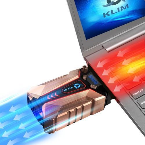 KLIM Cool + Refroidisseur PC portable en métal - Extracteur d'air USB pour refroidissement immédiat
