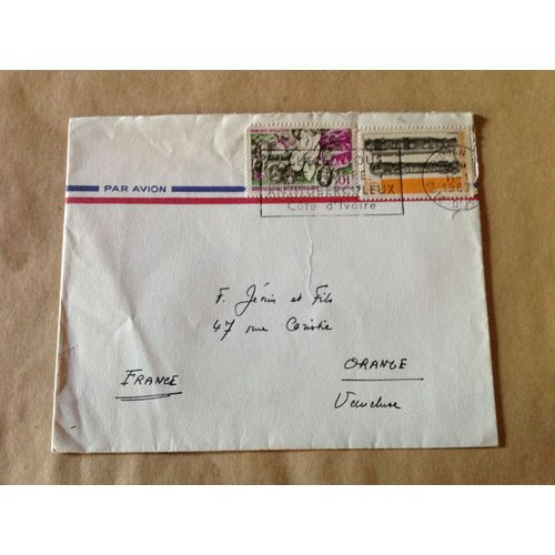 Enveloppe Timbrée Oblitérée.Côte D Ivoire 