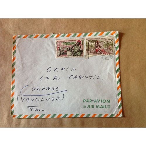Enveloppe Timbrée Oblitérée.Côte D Ivoire 