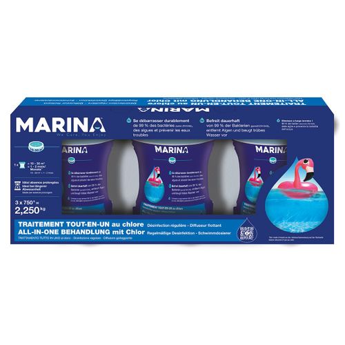 Lot de 3 - Traitement tout-en-un au chlore en diffuseur flottant pour 10 à 30 mètres - Marina
