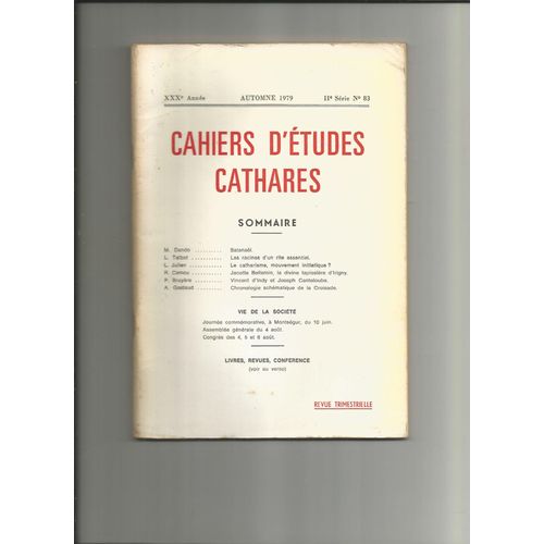 Cahiers D'etudes Cathares  N° 83 : Automne 1979
