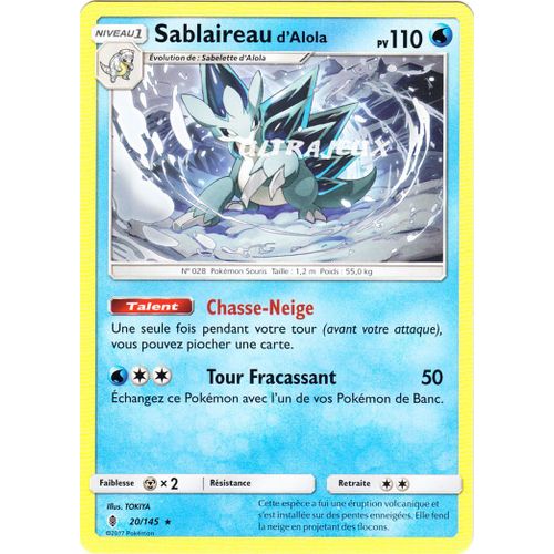 Pokémon - 20/145 - Sablaireau D'alola - Sl2 - Soleil Et Lune - Gardiens Ascendants - Rare