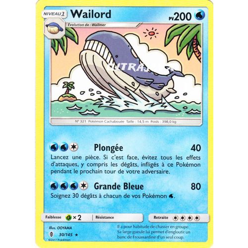 Pokémon - 30/145 - Wailord - Sl2 - Soleil Et Lune - Gardiens Ascendants - Rare