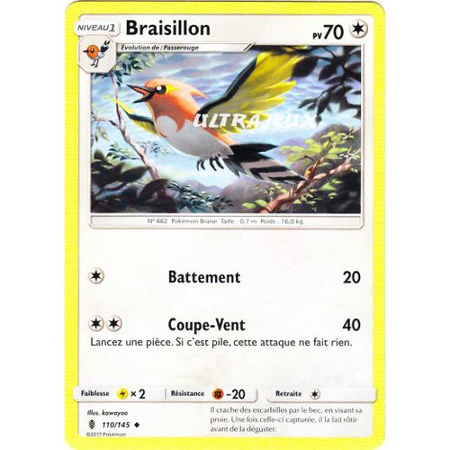Pokémon - 110/145 - Braisillon - Sl2 - Soleil Et Lune - Gardiens Ascendants - Peu Commune