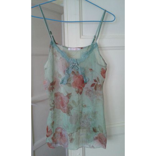 Top Maille A L'envers Soie 44 Vert