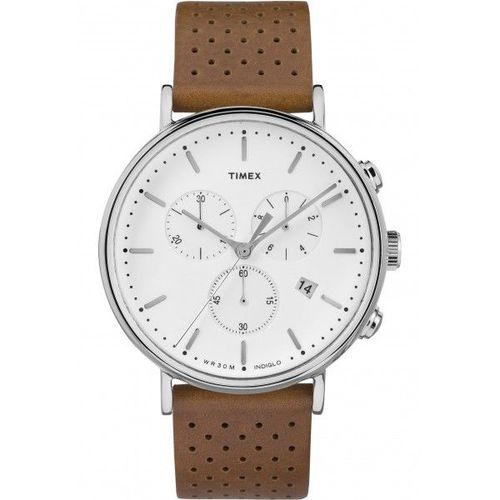 Montre Timex Homme Chrono Acier Cuir Marron Tw2r26700d7