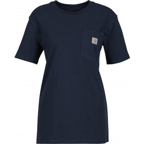 Women's Loose Fit Heavyweight S/S Pocket Cotton T-Shirt Taille S, Bleu