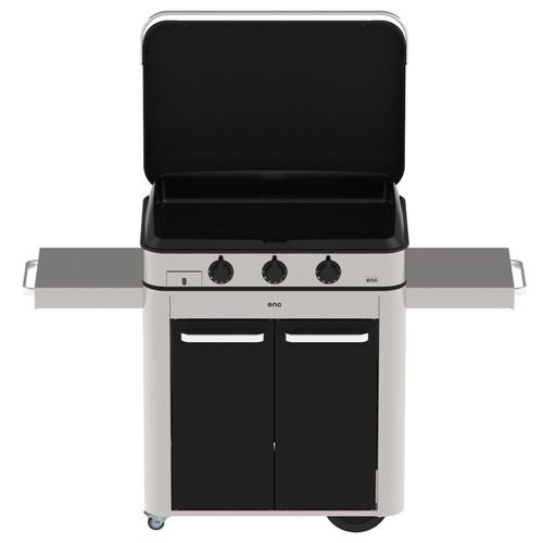 Combo Plancha gaz Enosign 80 Inox et Noir (Chariot - Capot)
