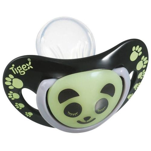 Tigex 2 Sucettes Smart Night En Silicone Taille 0-6 Mois Panda Phosphorescente