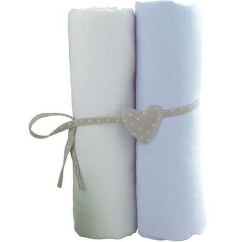Babycalin 2 Draps Housse Bébé Blanc Ciel 70 X 140 Cm Jersey 130gr/M²