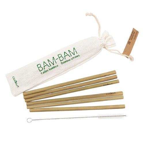 Set De 6 Pailles En Bambou Réutilisables