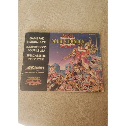 Notice Original De Jeu Double Gragon 2 Pour Nintendo Nes