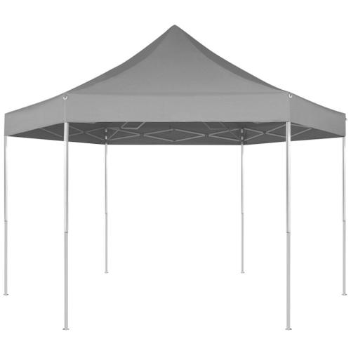 Chapiteau Pliable Pop-Up Hexagonal Gris 3,6x3,1 M