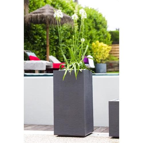 EDA Pot haut carré Graphit 39,5x39,5x80cm - Contenance 31L - Gris anthracite