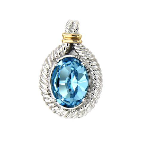 Pendentif En Argent 925 Orné De Cristal De Swarovski Bleu - Crystal Pearl Cry R2002 S Unique