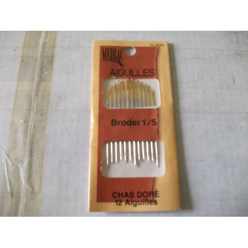 12 Aiguilles À Broder 1/5 Chas Doré