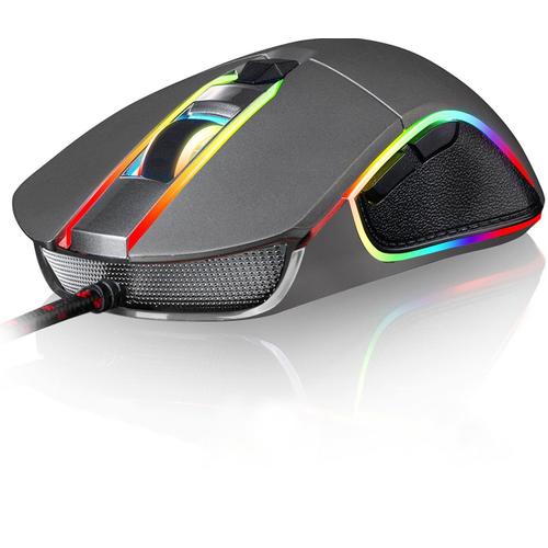 KLIM AIM Souris de Jeu Chroma RGB - PRÉCISE - USB Filaire - 500 à 7000 DPI Ajustables - Boutons Programmables - Confortable pour Toute Taille de Main - Ambidextre Excellent Grip Gamer Gaming PC PS4 [ Nouvelle Version ] Gris