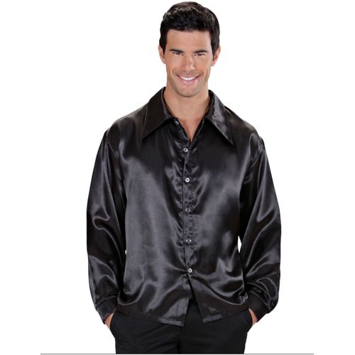 Chemise Satinée Noire Homme Xl
