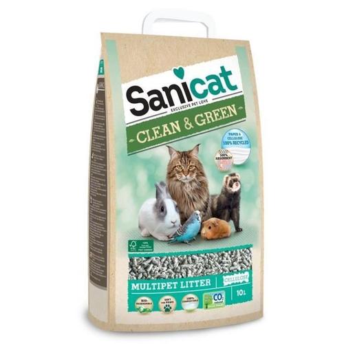 Sanicat Litiere Clean & Green Cellulose 10l - Pour Chat