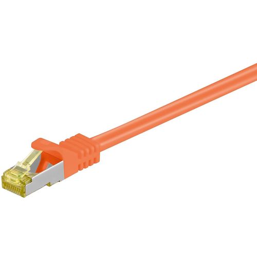 goobay - Cordon de raccordement - RJ-45 (M) pour RJ-45 (M) - 2 m - SFTP, PiMF - CAT 7 - sans halogène, moulé - orange