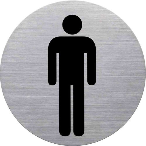 Helit Pictogramme "Wc-Homme", Diamètre: 115 Mm, Argent Auto-Ad...
