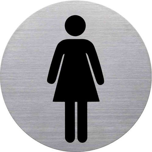 Helit Pictogramme "Wc-Dame", Diamètre: 115 Mm, Argent Auto-Ad...