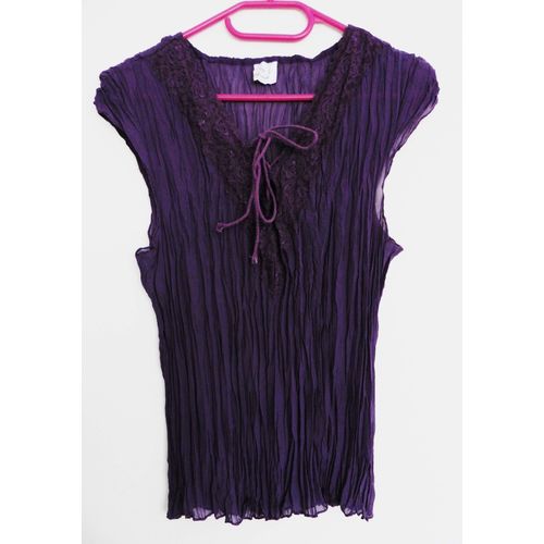 Débardeur En Voile Fripé. Dentelle. Lacet. Polyester. Taille 46